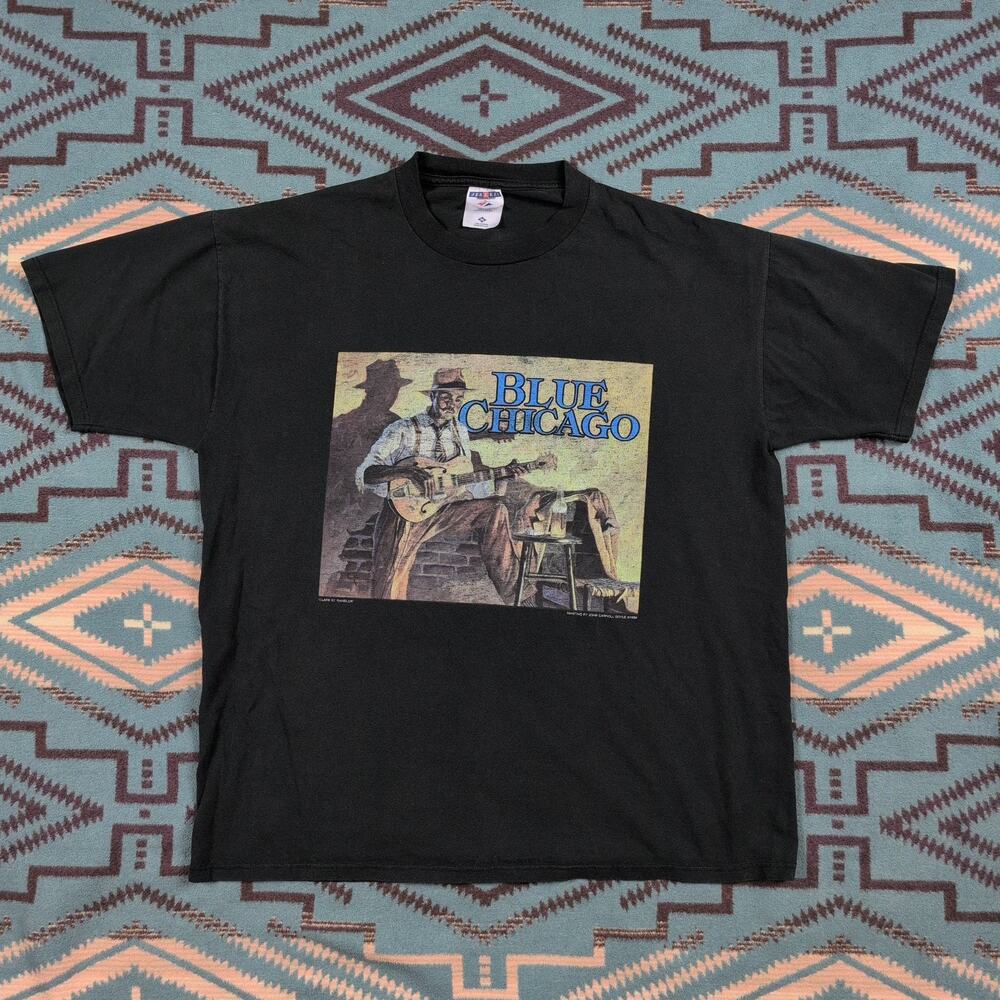Vintage John Carroll Doyle Shirt Mens Xl Blue Chicago Art Tee 90s Jerzees Usa